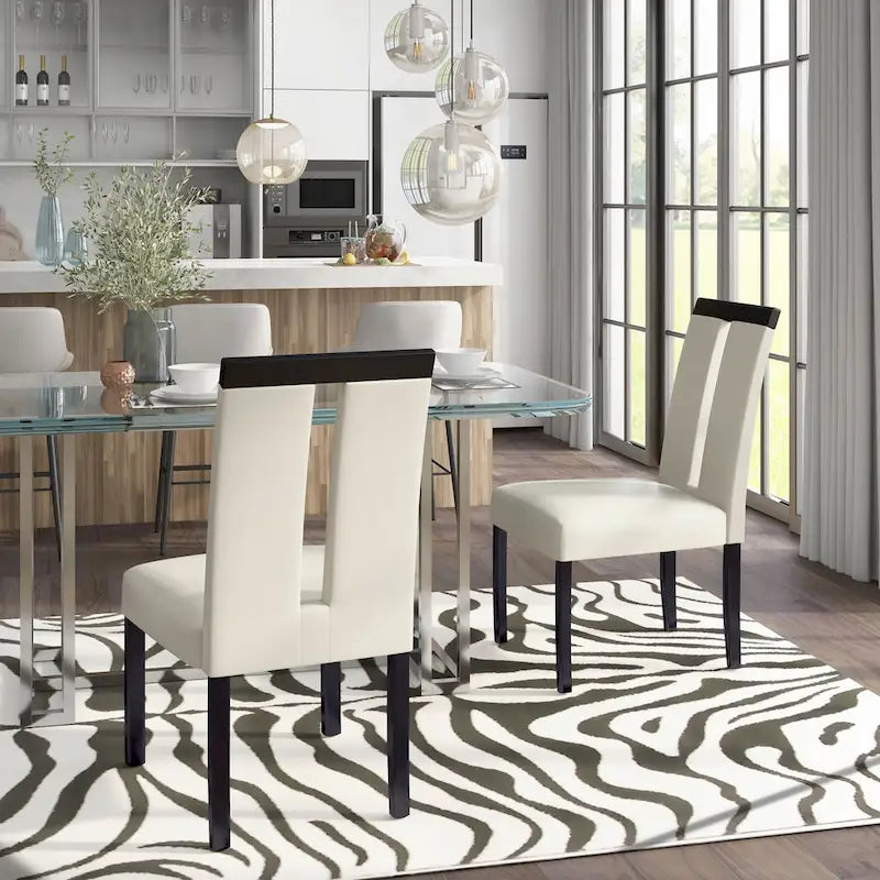 Chaises de salle à manger capitonnées modernes blanches Lumina (lot de 2) par Furniture of America