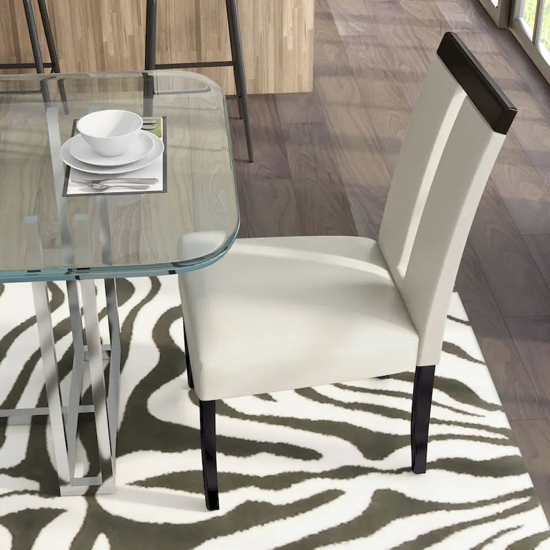 Chaises de salle à manger capitonnées modernes blanches Lumina (lot de 2) par Furniture of America