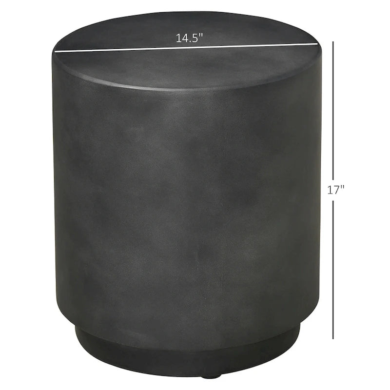Table d'appoint ronde Gris Clair / Gris Anthracite, finition Béton, 4 pieds réglables, intérieur et extérieur
