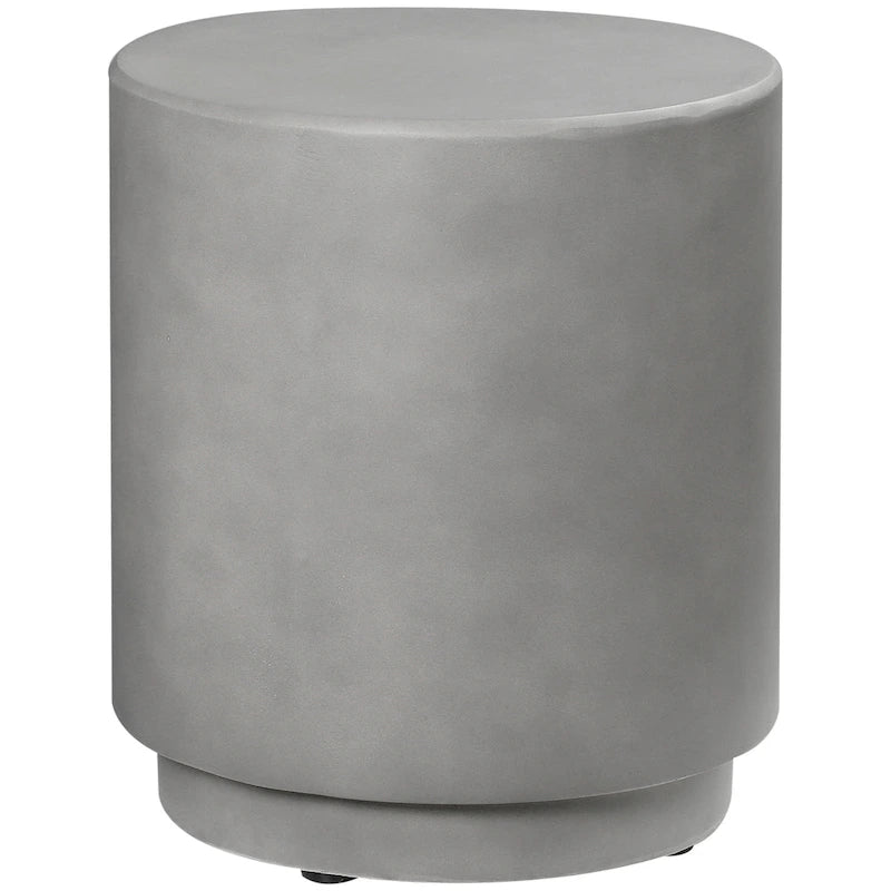 Table d'appoint ronde Gris Clair / Gris Anthracite, finition Béton, 4 pieds réglables, intérieur et extérieur