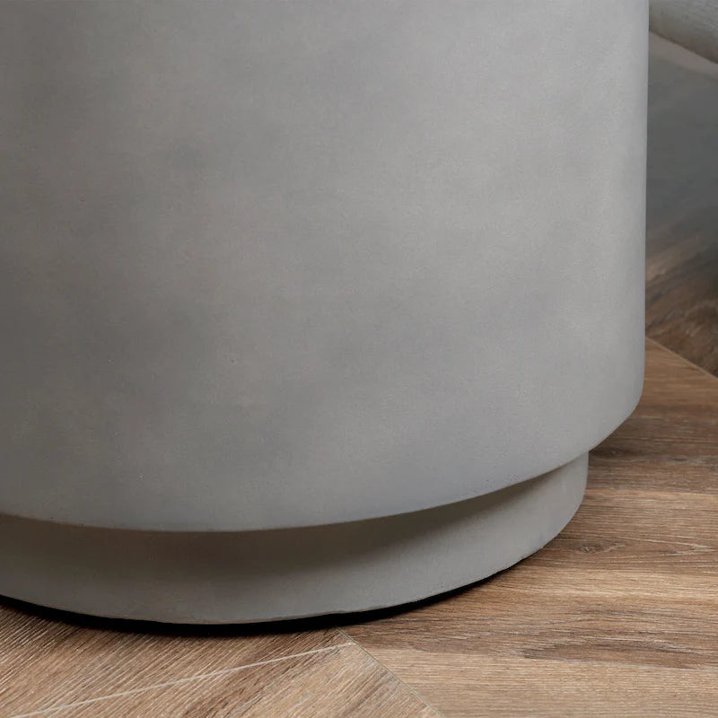 Table d'appoint ronde Gris Clair / Gris Anthracite, finition Béton, 4 pieds réglables, intérieur et extérieur