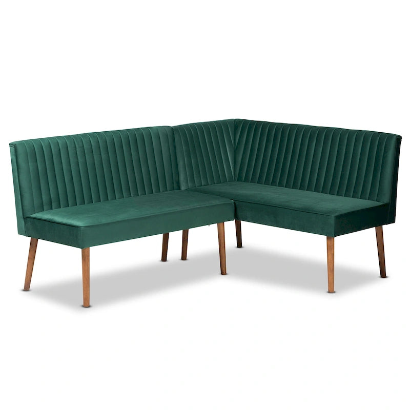 Ensemble de banquettes d'angle Alvis Mid-Century en velours (2 pièces)