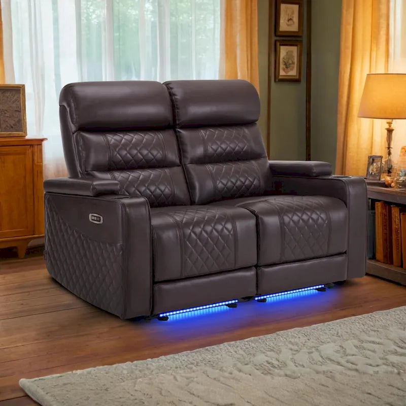 MCombo Canapé inclinable électrique avec appuie-têtes réglables, sièges de cinéma maison avec rangement dans les accoudoirs, similicuir HTS470