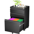 Meuble de classement métallique à 3 tiroirs avec roulettes – Plusieurs couleurs, bureau à domicile