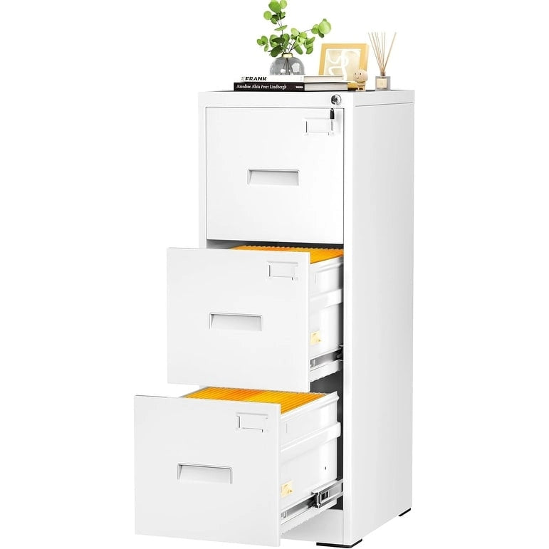 Meuble de classement métallique à 3 tiroirs avec roulettes – Plusieurs couleurs, bureau à domicile