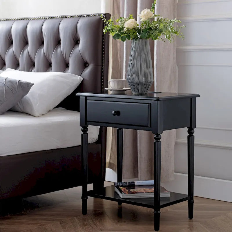 Table de chevet côtière avec tiroir noire/blanche/brune/grise/bleu marine – Simple