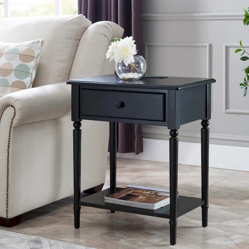 Table de chevet côtière avec tiroir noire/blanche/brune/grise/bleu marine – Simple