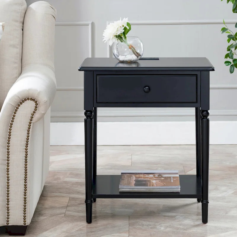Table de chevet côtière avec tiroir noire/blanche/brune/grise/bleu marine – Simple