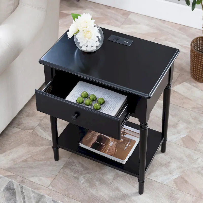 Table de chevet côtière avec tiroir noire/blanche/brune/grise/bleu marine – Simple