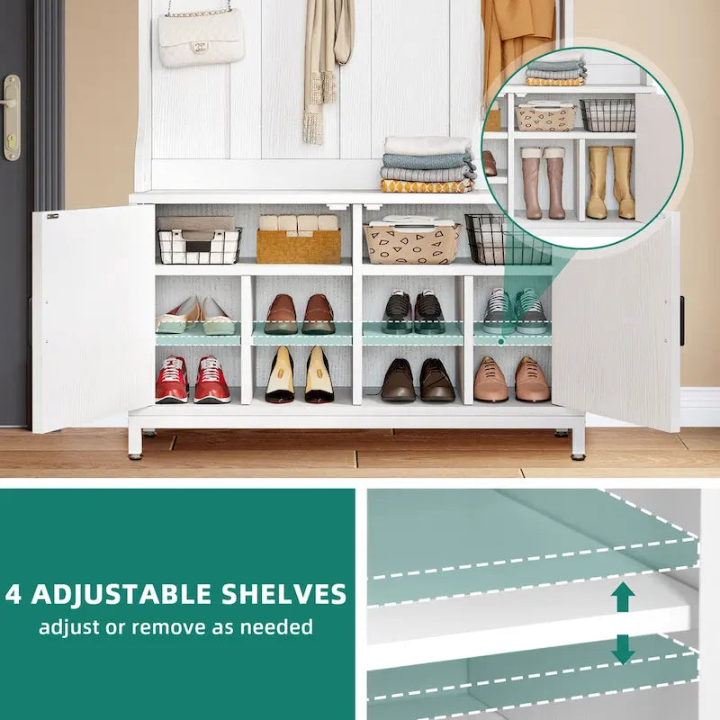 Porte-manteau avec banc et rangement à chaussures Moasis pour couloir et entrée