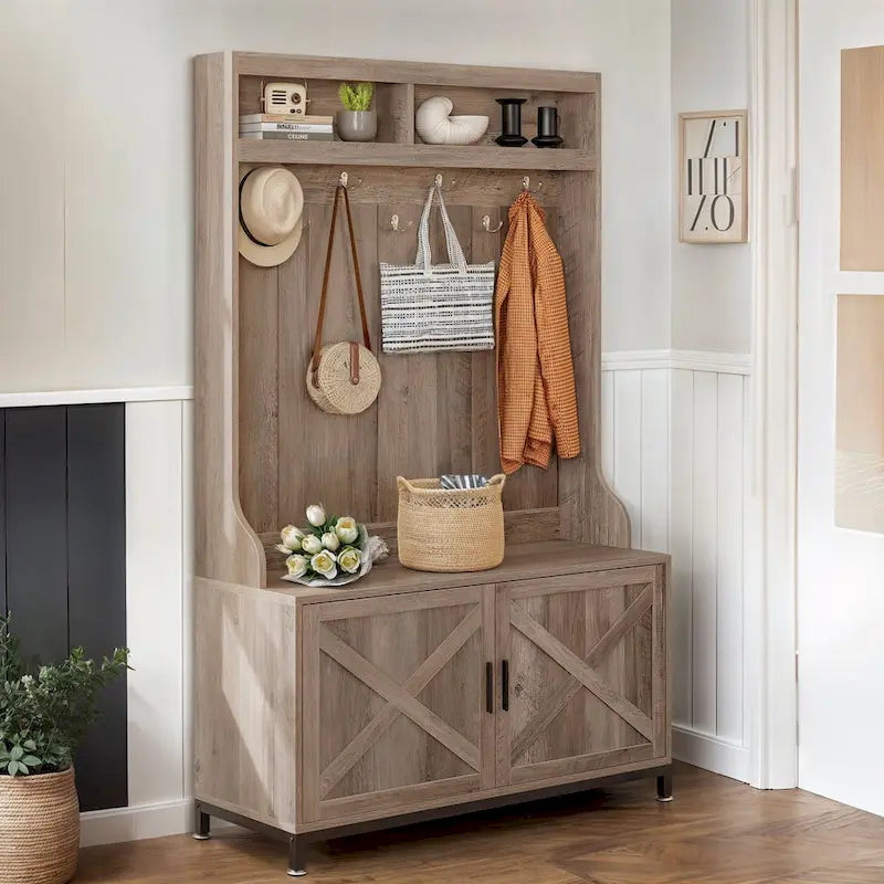 Porte-manteau avec banc et rangement à chaussures Moasis pour couloir et entrée