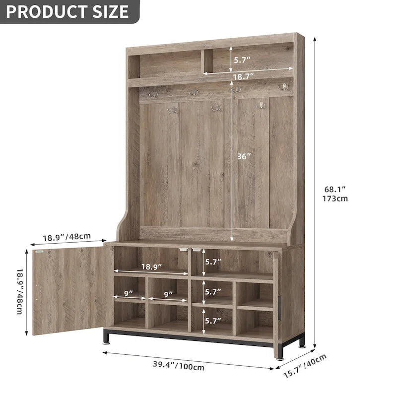 Porte-manteau avec banc et rangement à chaussures Moasis pour couloir et entrée