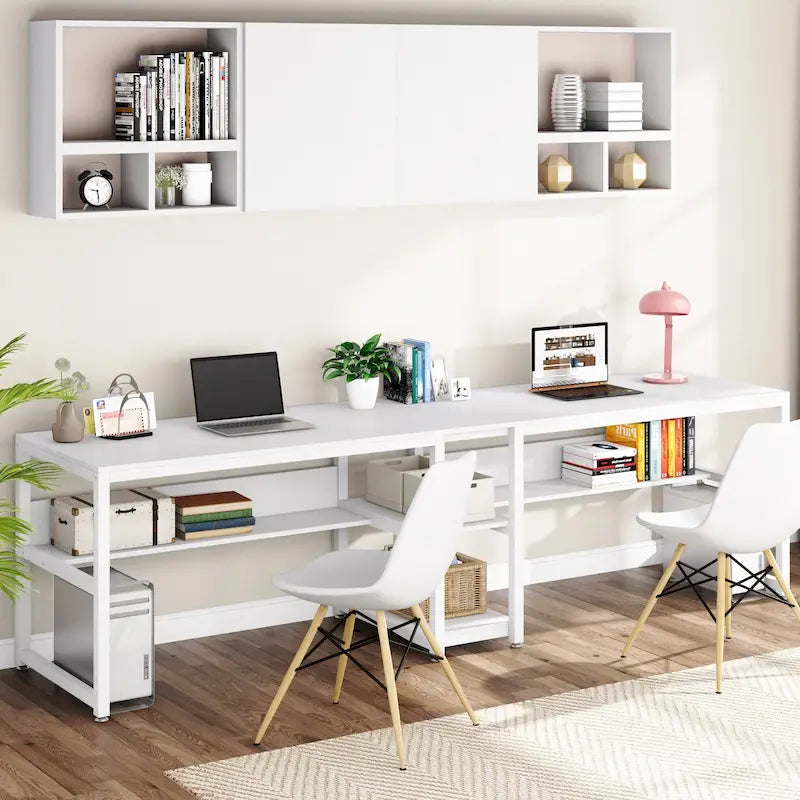 Bureau deux personnes avec étagère, Double bureau