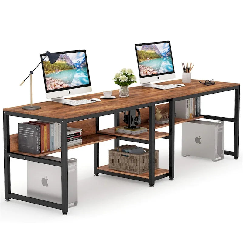 Bureau deux personnes avec étagère, Double bureau