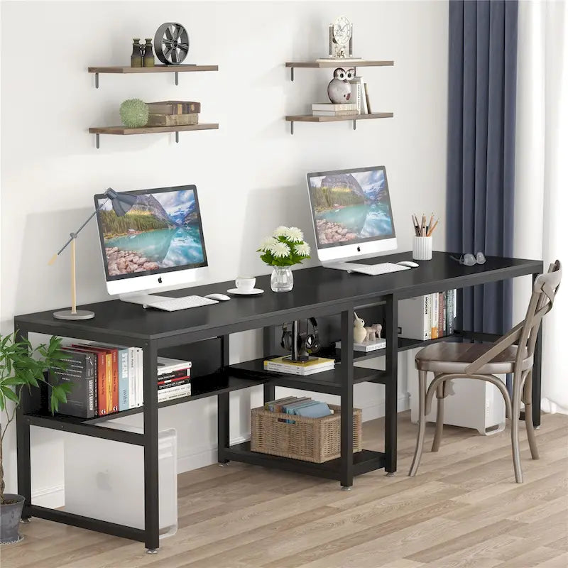 Bureau deux personnes avec étagère, Double bureau