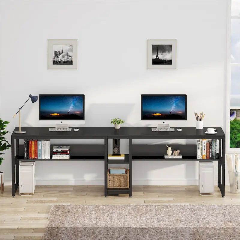 Bureau deux personnes avec étagère, Double bureau