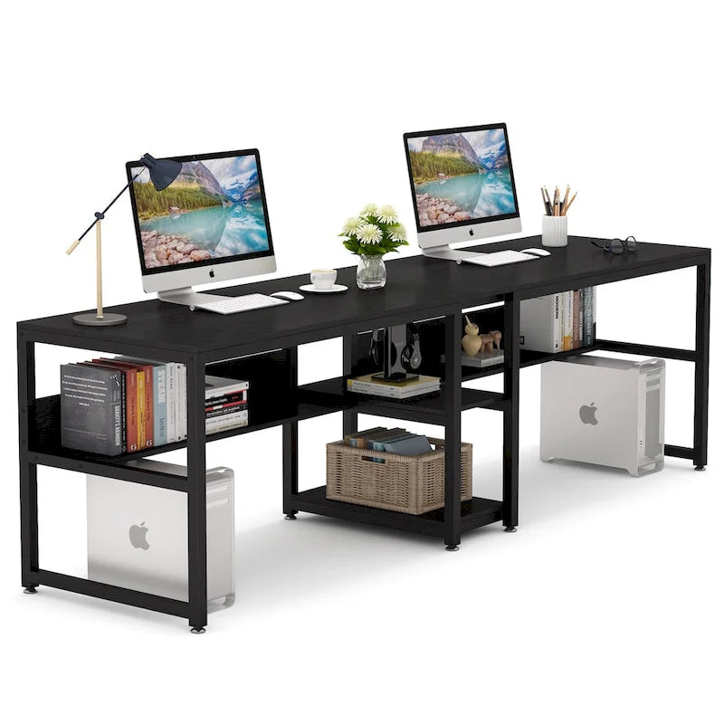 Bureau deux personnes avec étagère, Double bureau