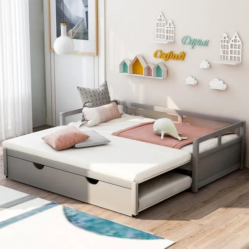 Lit gigogne extensible Merax Twin/King avec lit tiroir