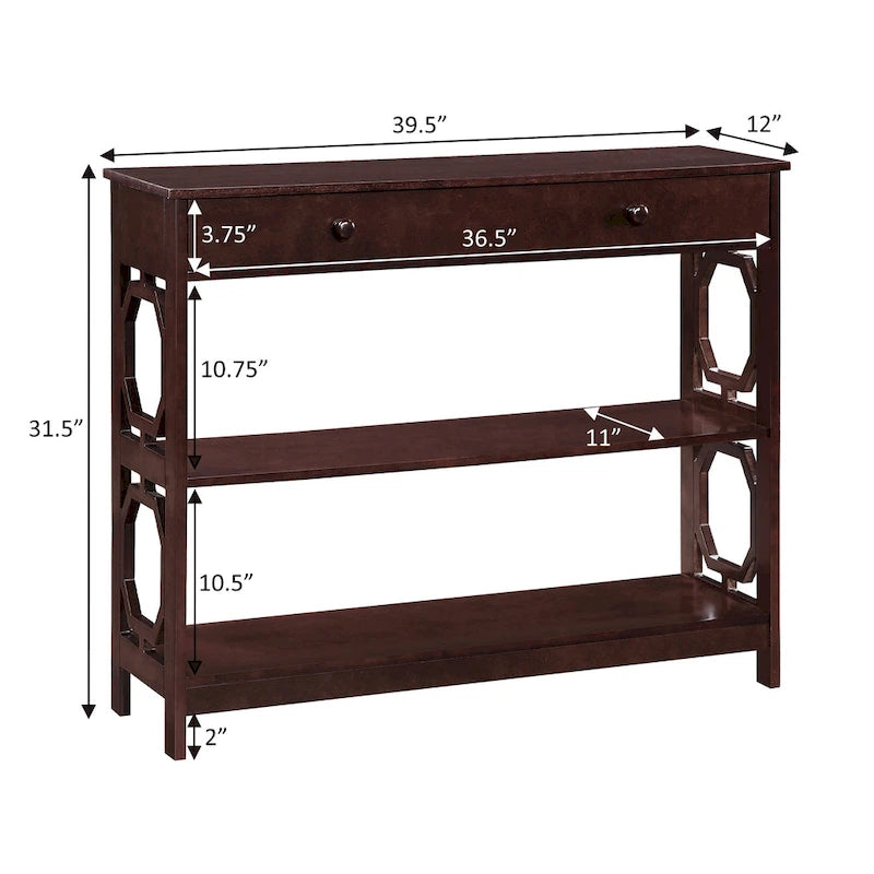 Table console avec tiroir et étagères Omega de Convenience Concepts