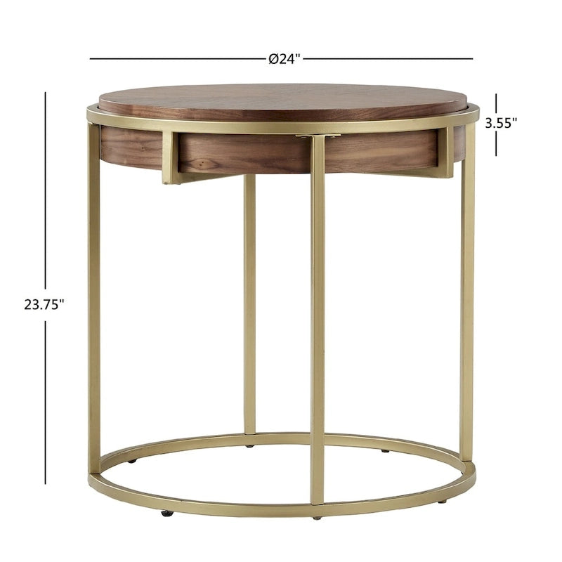 Table d'appoint ronde Cooke avec base en métal de iNSPIRE Q Modern