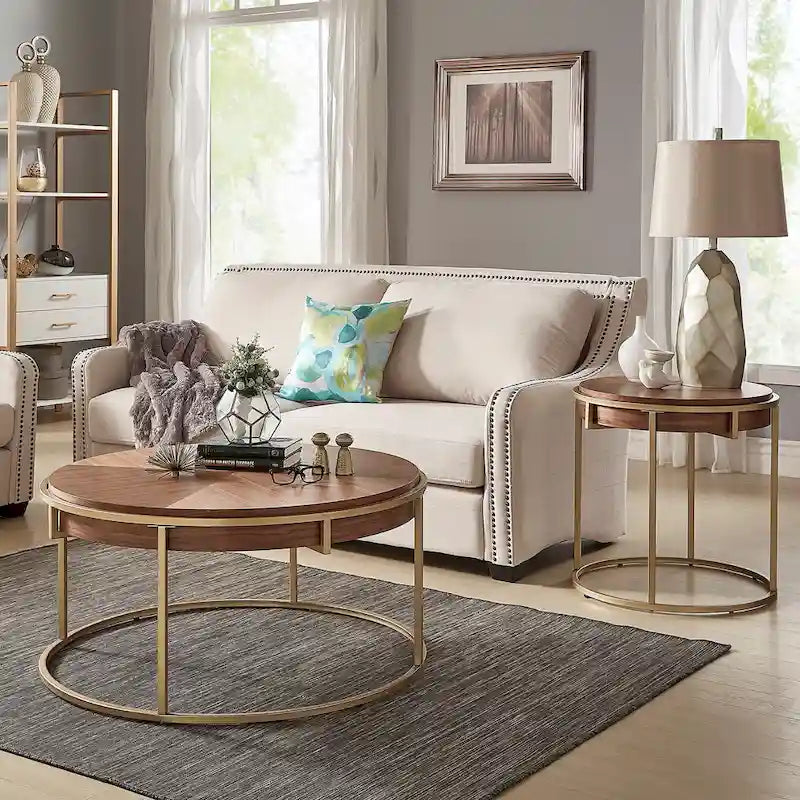 Table d'appoint ronde Cooke avec base en métal de iNSPIRE Q Modern