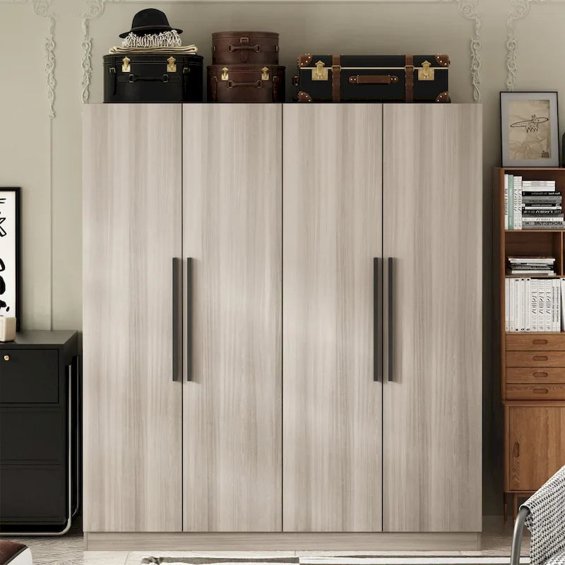 Armoire penderie de rangement Timechee, grande, 4 portes