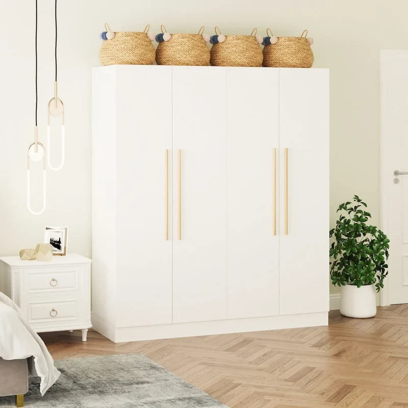 Armoire penderie de rangement Timechee, grande, 4 portes