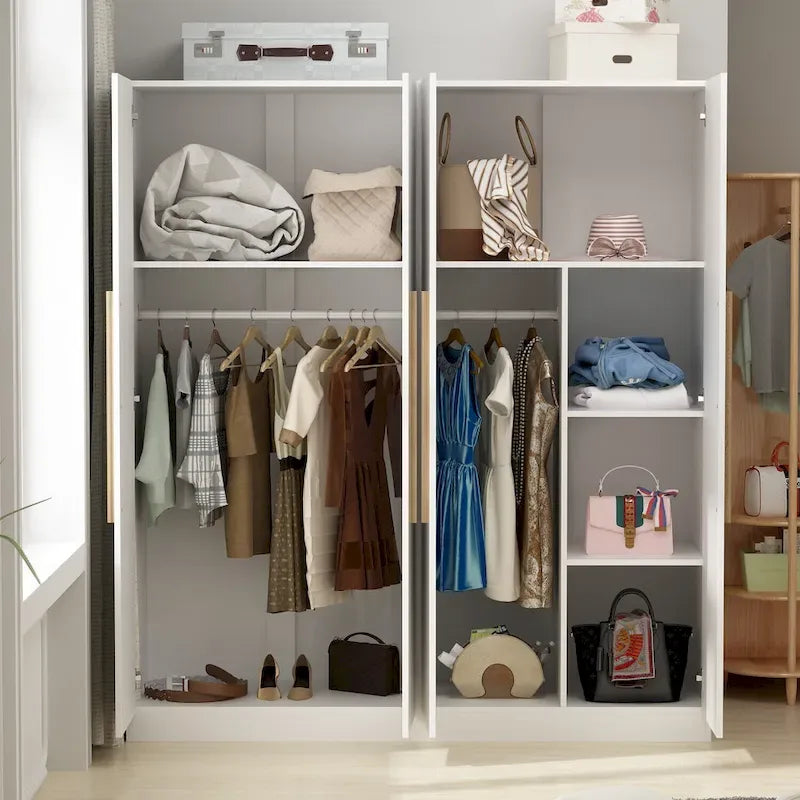 Armoire penderie de rangement Timechee, grande, 4 portes