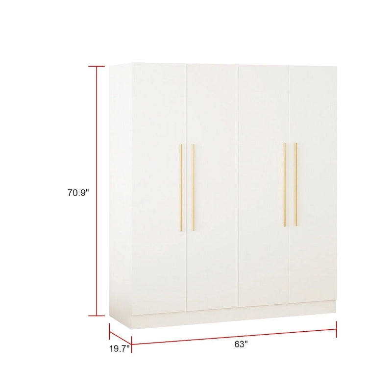 Armoire penderie de rangement Timechee, grande, 4 portes