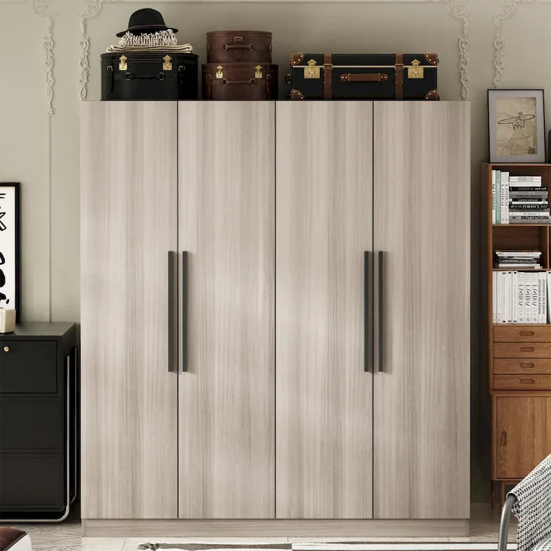 Armoire penderie de rangement Timechee, grande, 4 portes