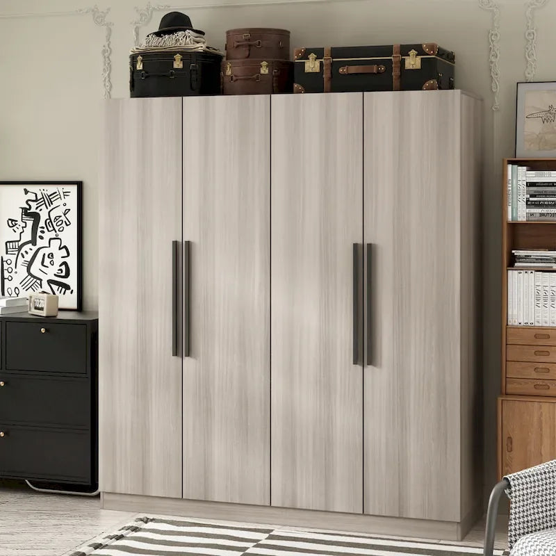 Armoire penderie de rangement Timechee, grande, 4 portes