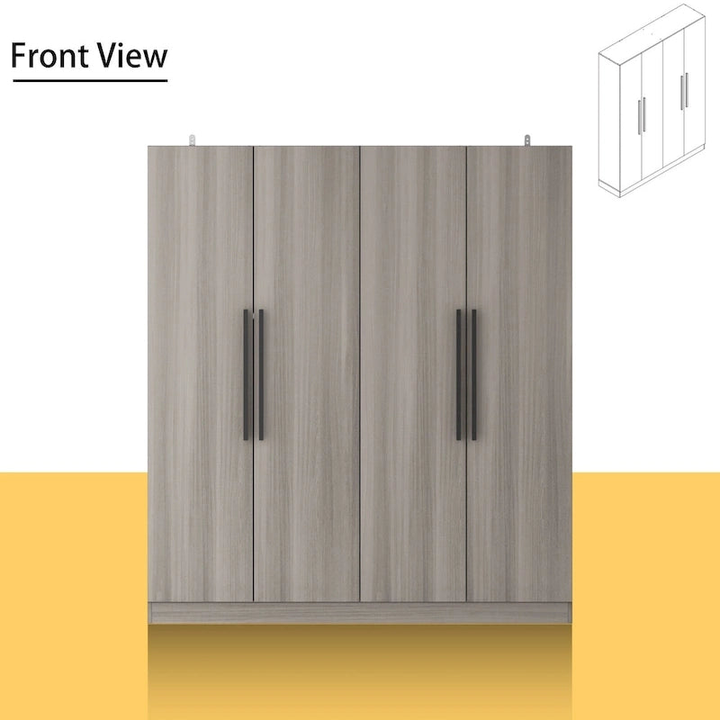 Armoire penderie de rangement Timechee, grande, 4 portes