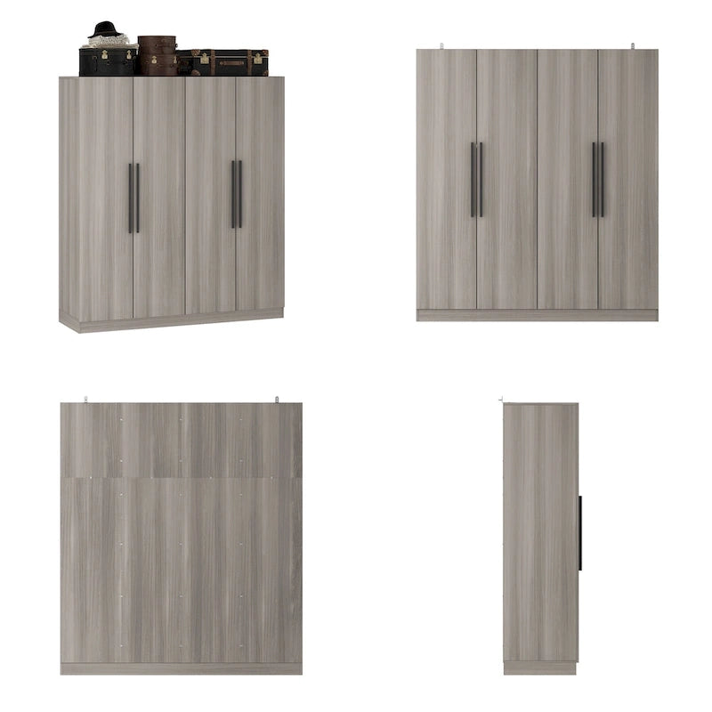 Armoire penderie de rangement Timechee, grande, 4 portes