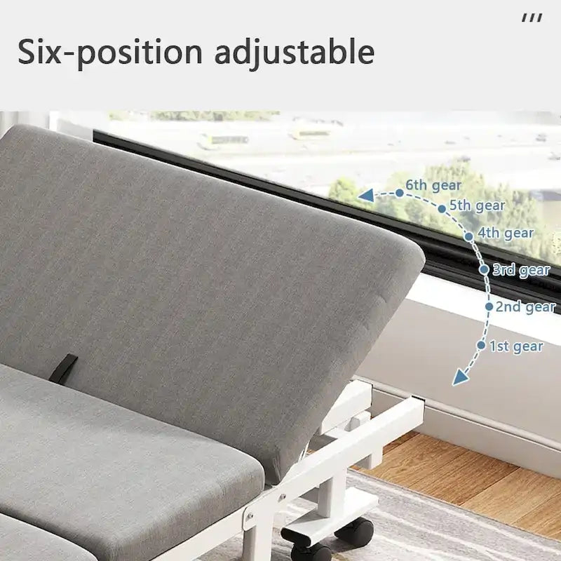 Lit pliant roulant en acier noir avec matelas en mousse à mémoire de forme, simple