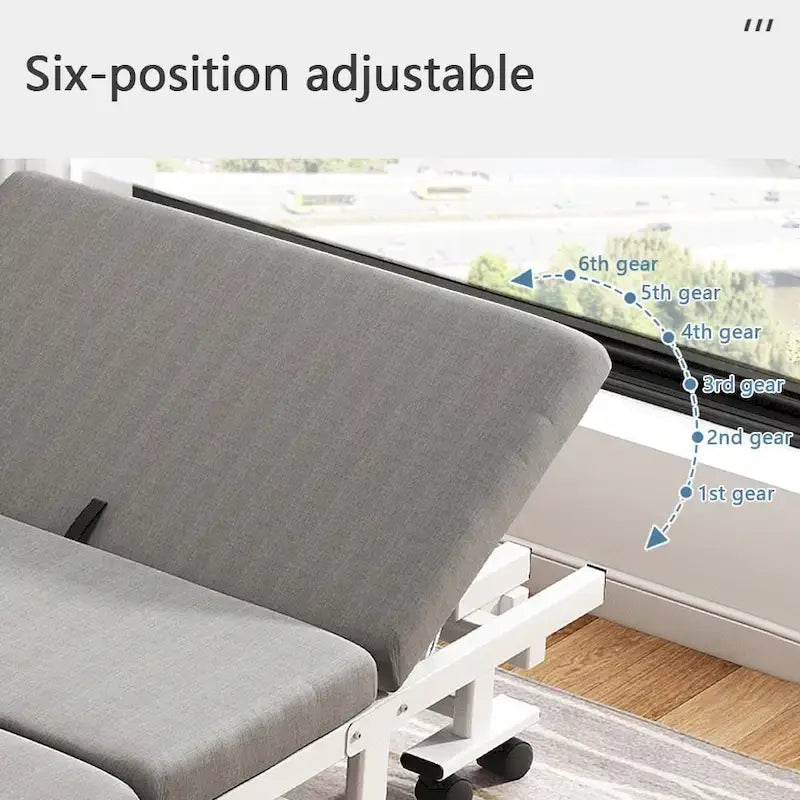 Lit pliant roulant en acier noir avec matelas en mousse à mémoire de forme, simple