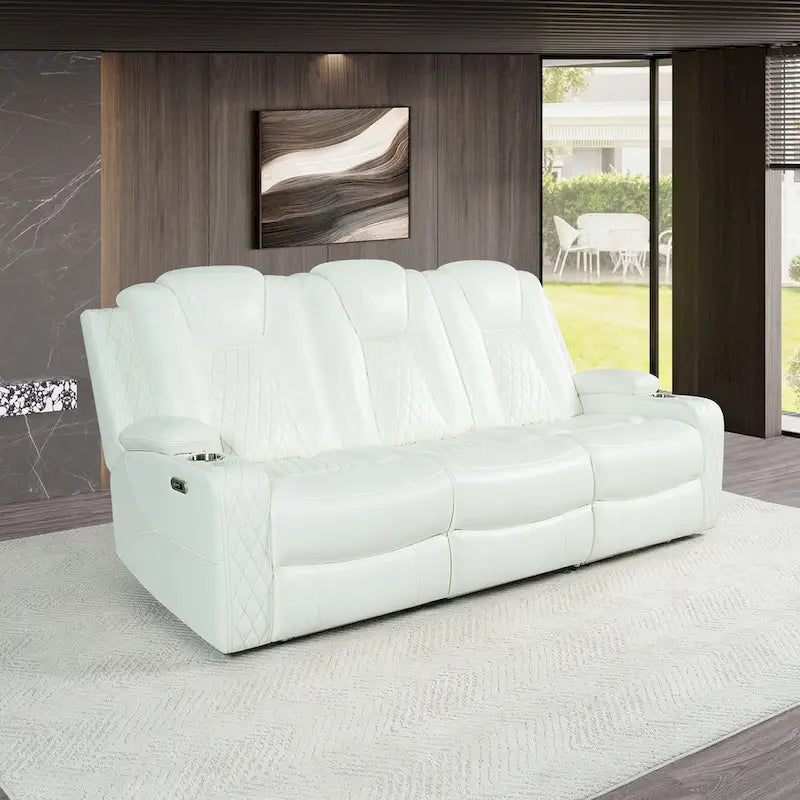 Canapé deux places en cuir synthétique de qualité supérieure pour cinéma maison, avec lumières DEL, fauteuil inclinable avec haut-parleurs intégrés et recharge sans fil