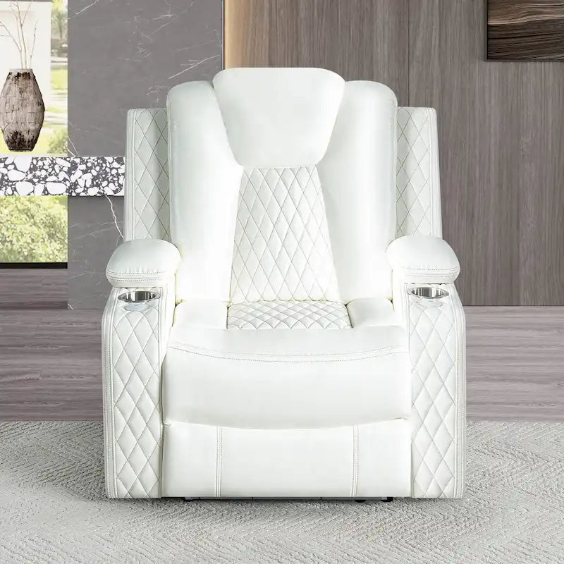 Canapé deux places en cuir synthétique de qualité supérieure pour cinéma maison, avec lumières DEL, fauteuil inclinable avec haut-parleurs intégrés et recharge sans fil