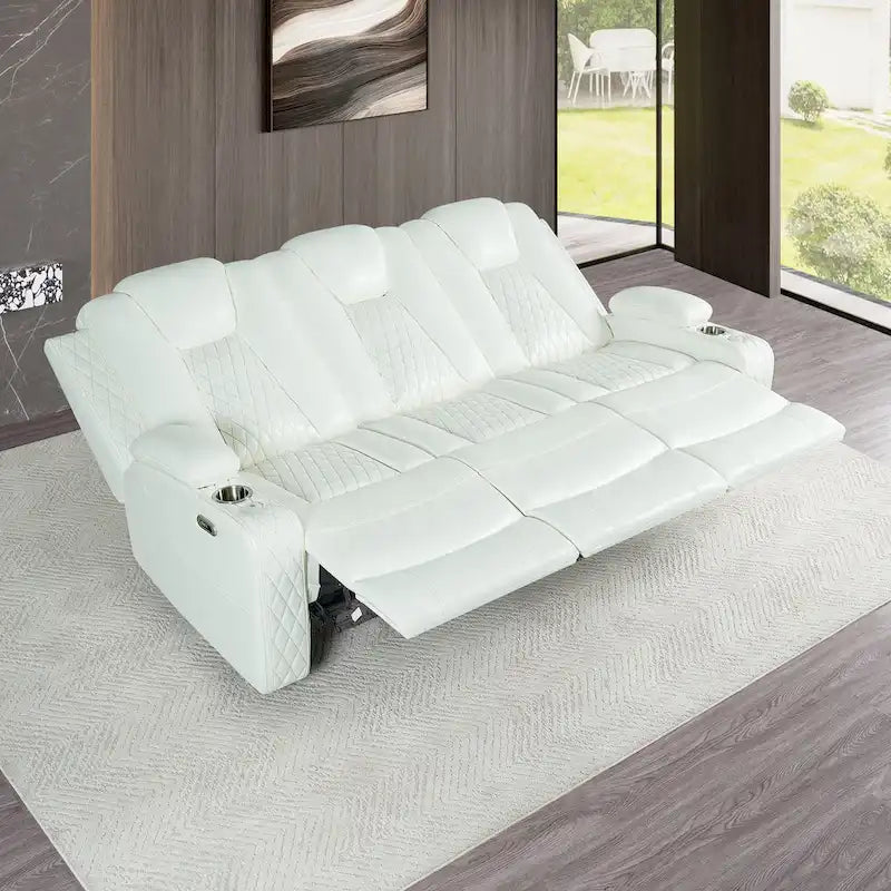 Canapé deux places en cuir synthétique de qualité supérieure pour cinéma maison, avec lumières DEL, fauteuil inclinable avec haut-parleurs intégrés et recharge sans fil