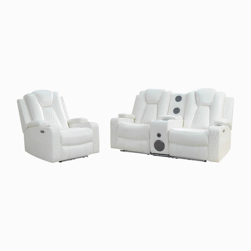 Canapé deux places en cuir synthétique de qualité supérieure pour cinéma maison, avec lumières DEL, fauteuil inclinable avec haut-parleurs intégrés et recharge sans fil
