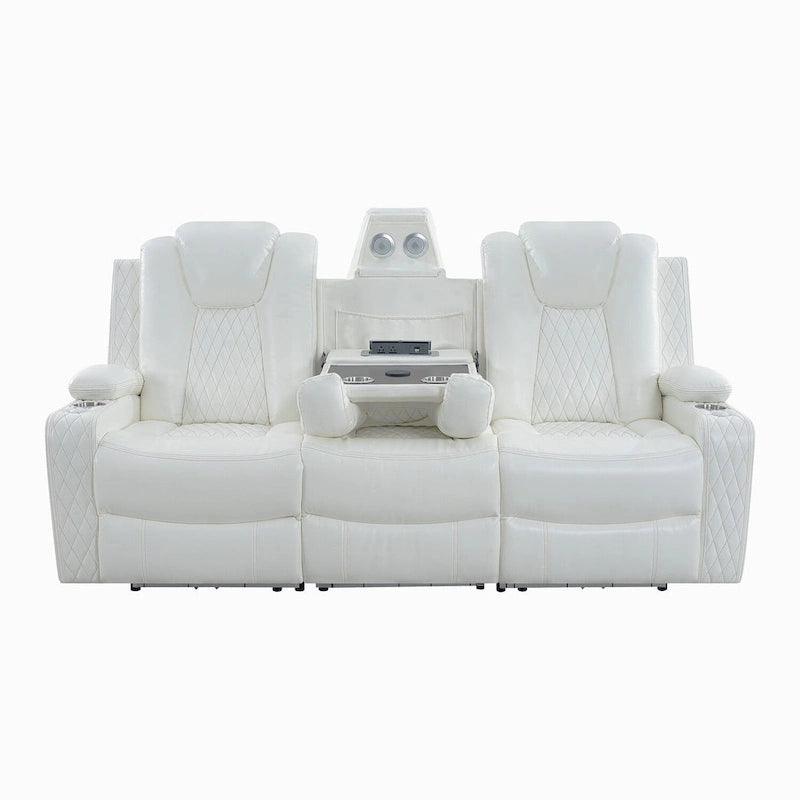 Canapé deux places en cuir synthétique de qualité supérieure pour cinéma maison, avec lumières DEL, fauteuil inclinable avec haut-parleurs intégrés et recharge sans fil