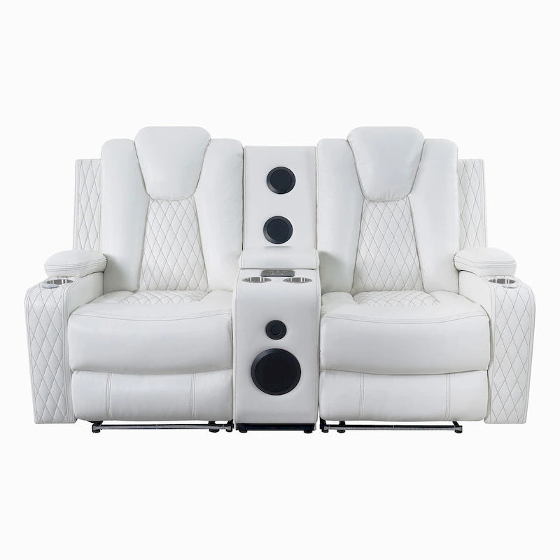 Canapé deux places en cuir synthétique de qualité supérieure pour cinéma maison, avec lumières DEL, fauteuil inclinable avec haut-parleurs intégrés et recharge sans fil