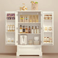 Armoire de cuisine blanche autoportante avec 3 étagères, 1 tiroir et rangements de porte – Montage par 1 personne