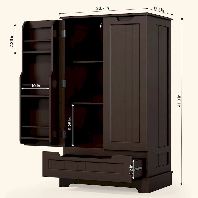 Armoire de cuisine blanche autoportante avec 3 étagères, 1 tiroir et rangements de porte – Montage par 1 personne