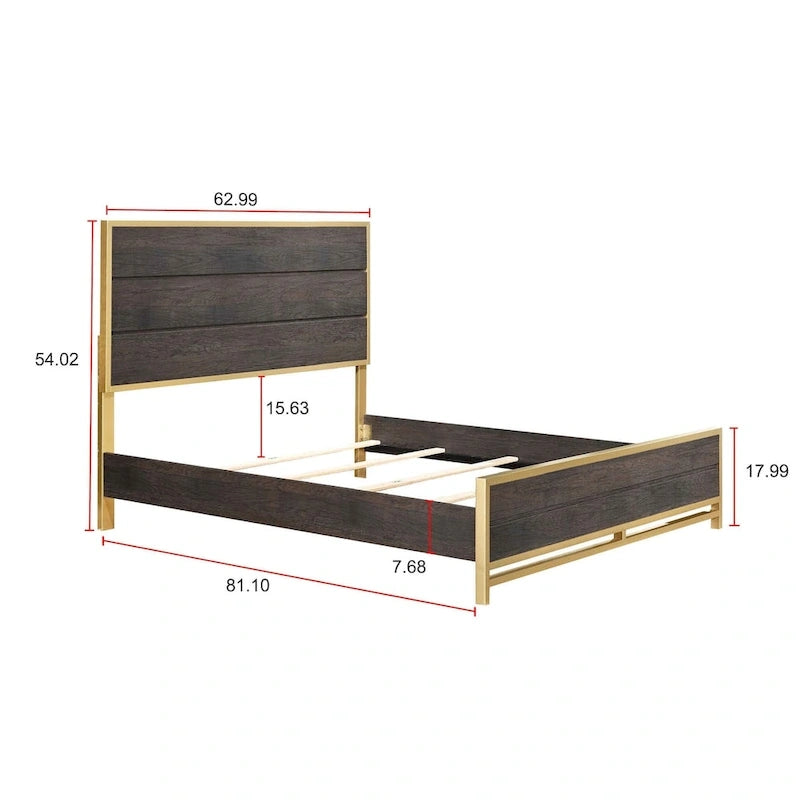 Ensemble de chambre à coucher 4 pièces Wedro en panneau rustique brun foncé