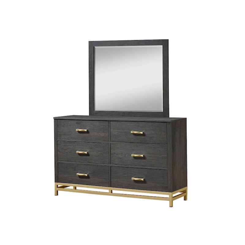 Ensemble de chambre à coucher 4 pièces Wedro en panneau rustique brun foncé
