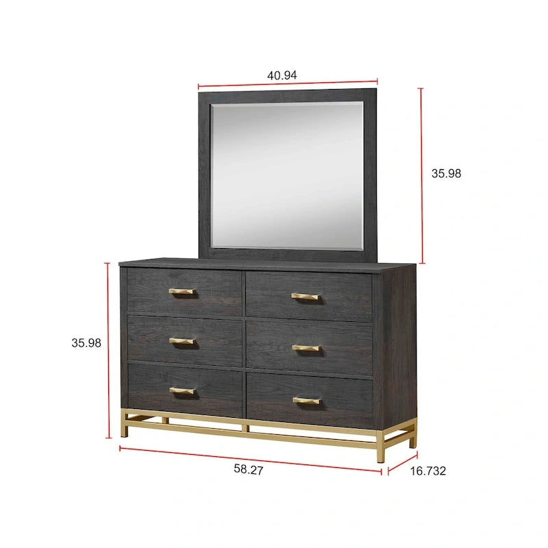 Ensemble de chambre à coucher 4 pièces Wedro en panneau rustique brun foncé