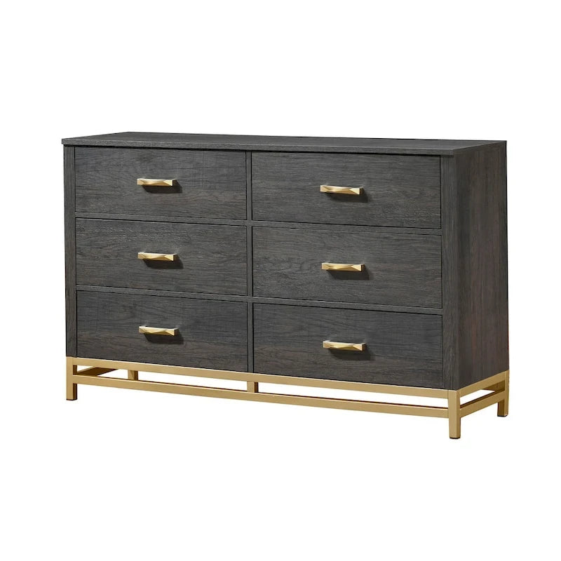 Ensemble de chambre à coucher 4 pièces Wedro en panneau rustique brun foncé