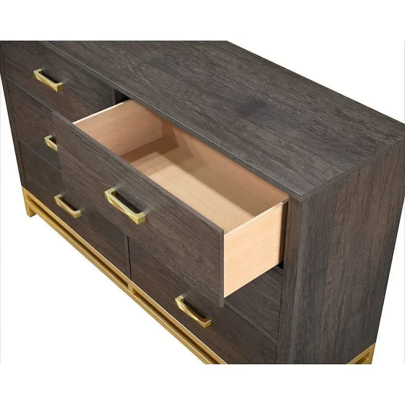 Ensemble de chambre à coucher 4 pièces Wedro en panneau rustique brun foncé
