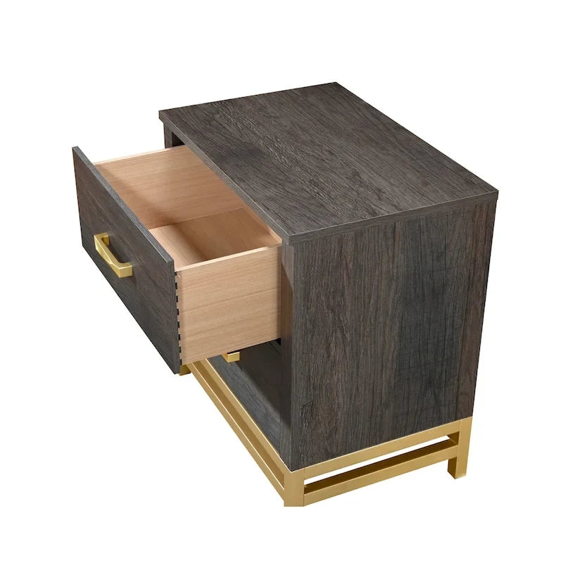 Ensemble de chambre à coucher 4 pièces Wedro en panneau rustique brun foncé