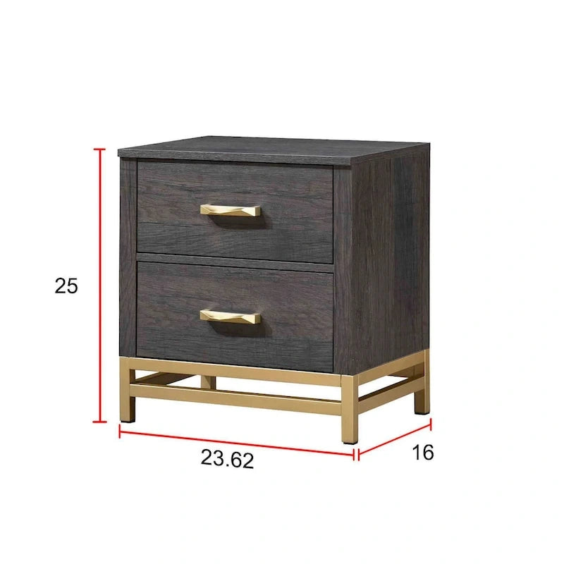 Ensemble de chambre à coucher 4 pièces Wedro en panneau rustique brun foncé